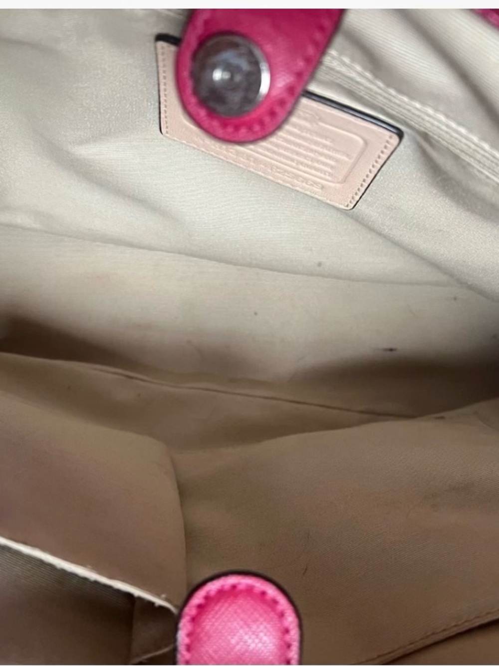 Coach Hot Pink Leather Tote with Signature Tag - Picture 3 of 7